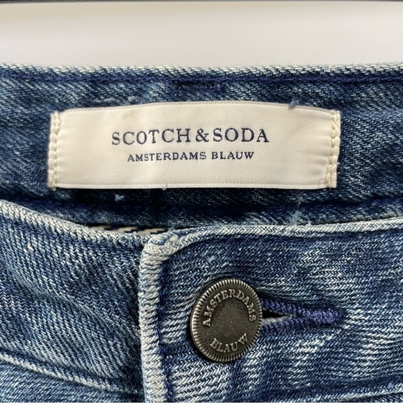 [26l] Scotch & Soda Silver Light Wash Studded Hi Rise 60’s Flare Leg Denim Jean - Picture 9 of 16